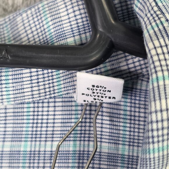 Mens Calvin Klein Slim Fit 4-Way Stretch Plaid Shirt Button Up Size 17-17.5 - Picture 3 of 9